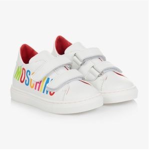 Authentic Moschino leather baby sneakers white shoes
